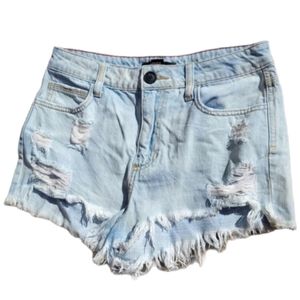 High Waisted Distressed Jean Shorts